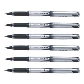 Pilot Lot De 6 Stylos Roller V-Ball Grip 07 Encre Liquide Pointe Moyenne Noir