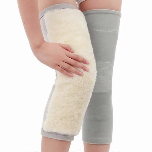 Evago 1 Paire Épaisse Polaire Doublé Genouillères - Cachemire Genou Articulation Attelle Coussinets Laine Chaude Thermique Jambe Compression Manchon Hiver Plus Chaud Fournitures-Gris-L