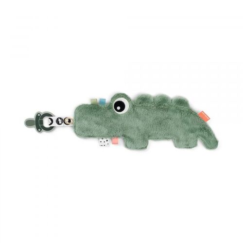 Doudou attache-sucette croco vert
