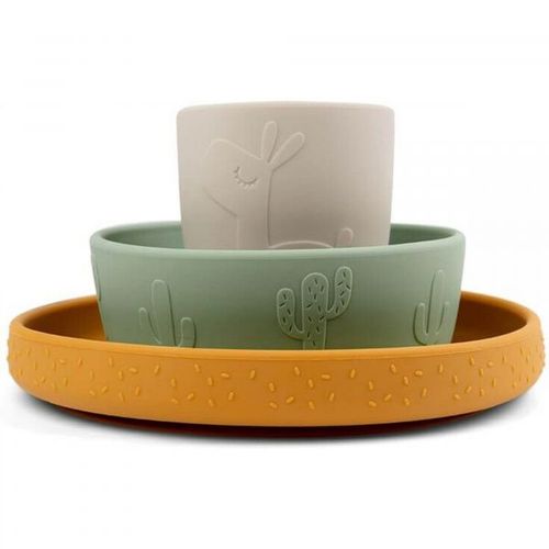 Coffret Repas Ventouse Lalee Vert/Moutarde/Sable