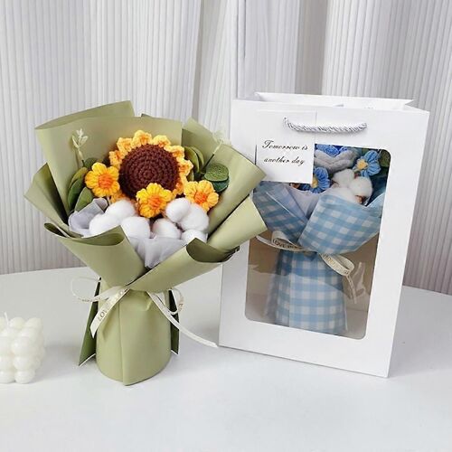 Crochet Bouquet de fleurs Bouquet de fleurs tissées à la main Ornements Artisanat d'art