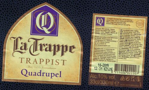 Pays Bas Lot 2 Étiquettes Bière Beer Labels La Trappe Trappist Quadrupel
