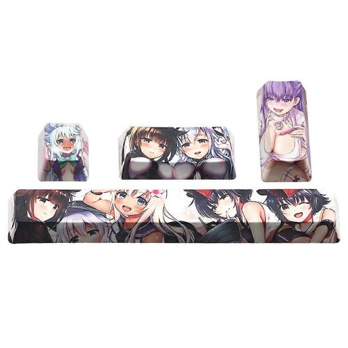 4Pcs Anime Japonais PBT Space Keycaps Ahegao Keycaps 6.25U ESC Spacebar Caps pour commutateurs de clavier mécaniques Keycaps