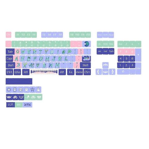 PurpleXDA StayUp LateMonster Thème Pbt Keycap 126PCS Ensemble complet SublimationProcessus pour clavier mécanique CrossCore