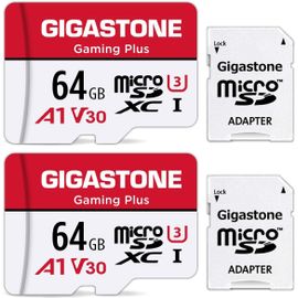 Senior-Carte Mémoire 64 Go Lot De 2 Cartes, Gaming Plus Série, Vitesse De Lecture Allant Jusqu'À 95 Mo/S. A1 U3 V30 Carte Micro Sdxc Pour Nintendo Switch Caméra Full Hd Vidéo Avec Adaptateur[L195]