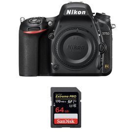Nikon D750 Nu + SanDisk 64GB Extreme PRO UHS-I SDXC 170 MB/s | Garantie 2 ans
