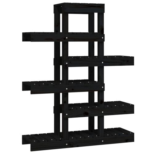 Vidaxl Support Ã  Plantes Noir 85x25x109,5 Cm Bois Massif De Pin