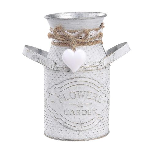 Décor de vase rustique vintage, vase de bouilloire grand vase galvanisé petit vase en étain Shabby chic kettle planter, vase rustique en métal cruche vase avec poignée pour le mariage