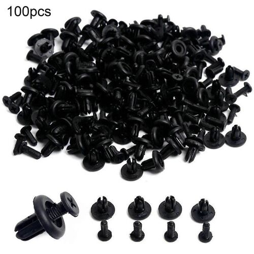 100pcs Voiture Auto Plastic Rivets 6mm Trou Fixation Fender Bumper Push Pin Clips