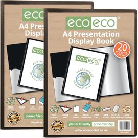 Tianyi-Lot De 2 Porte-Vues A4 50% Recyclé Avec 20 Pochettes En Plastique Noir
