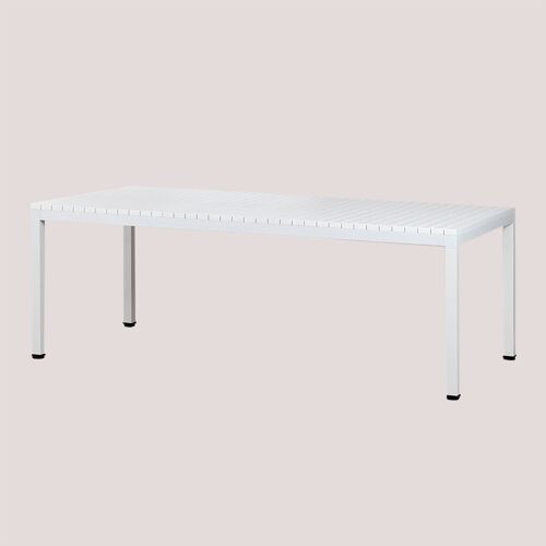 Table à manger rectangulaire 210x100 cm en aluminium Marti Blanc Gardenia