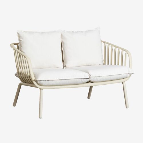 Canapé De Jardin 2 Places En Acier Et Polypropylène Aradina Beige Lin