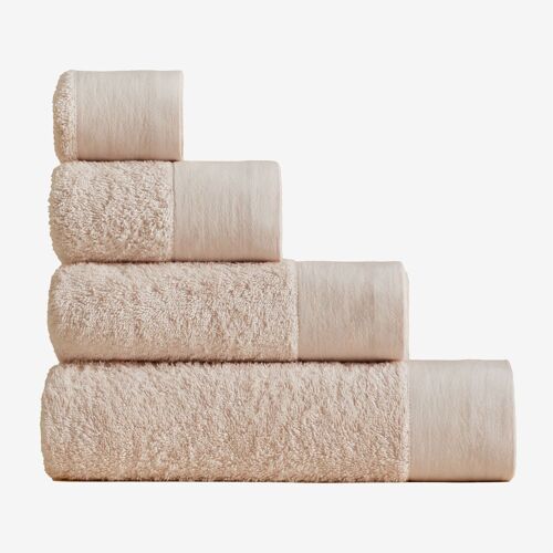 Jeu de 4 serviettes en coton et lin Markel Rose pâle