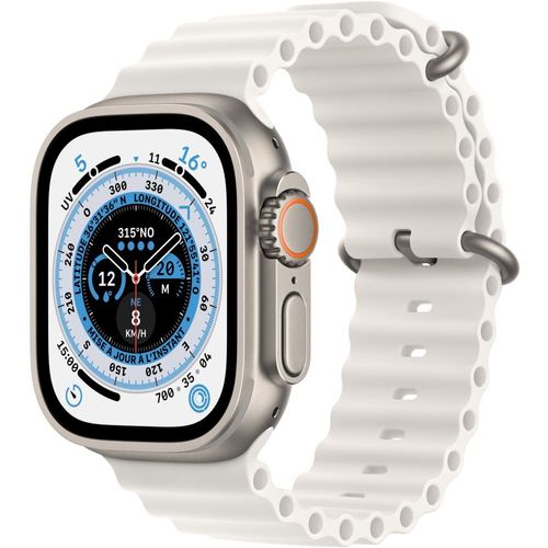 Apple Watch Ultra - Boîtier 49 mm Titane avec Bracelet Sport Blanc