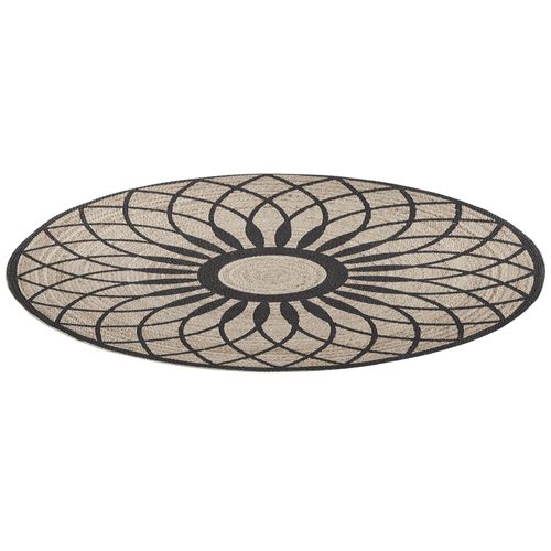 Tapis En Jute D 140 Cm Beige / Noir Motif Rosace Kullar