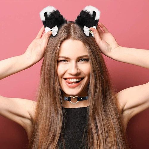 Tzf-Doeheah Oreille De Chat Serre Tete Chat Bandeau Accessoires Cheveux De Déguisement Pour Femmes Filles Fête Halloween Anniversaire Cosplay
