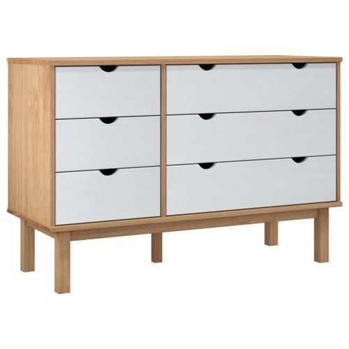 Vidaxl Commode Otta Marron Et Blanc 111x42x73,5 Cm Bois De Pin Massif