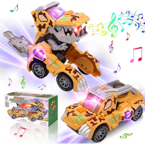 TZF-Voiture de Transformation de Dinosaure à pulvérisation Automatique avec Musique et lumière LED, Voitures de Transformation de Dinosaures pour garçons,Cadeau Parfait pour Les Enfants