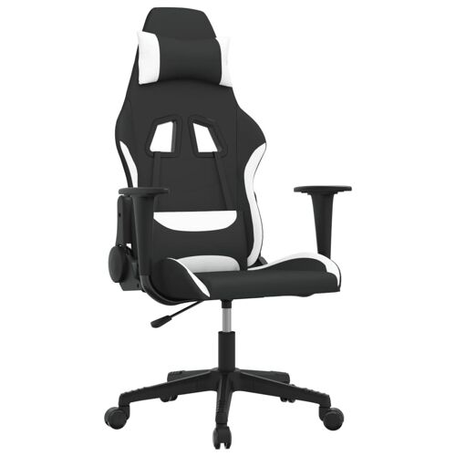 vidaXL Chaise de jeu de massage Noir et blanc Tissu