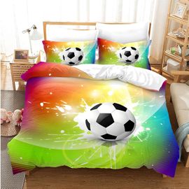 Tzf-Parure De Lit Pour Enfant - 135 X 200 Cm - Avec Motif Football - Housse De Couette 3d - Pour Garçons, Garçons, Adolescents (135 X 200 Cm, B)