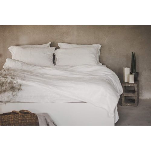 Tzf-Set De Housse De Couette, 100% Lin Lavé Housse De Couette, Avec Une Serrure D'hôtel, Stonewashed (Off White, 80 X 80 Cm)