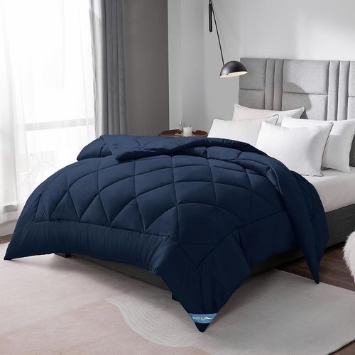 Tzf-Couette Tempérée 300gsm En Microfibre, Édredon Lit 1 Personne 140x200 Cm Pour Lit 90x190, Chaud Épais Garnissage 300g/M², 140 X 200 Bleu