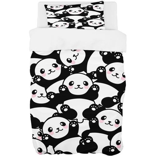 Tzf-Parure De Lit 135 X 200 Cm Avec Housse De Couette Et 1 Taie D'oreiller De 80 X 80 Cm En Microfibre Douce Motif Panda