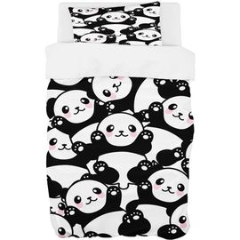 Tzf-Parure De Lit 135 X 200 Cm Avec Housse De Couette Et 1 Taie D'oreiller De 80 X 80 Cm En Microfibre Douce Motif Panda