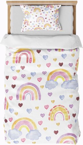 Ulteronixshop-Arc-En-Ciel Housse De Couette 90x190cm, Housse De Couette Zippée, Parure De Lit En Microfibre 1 Personne, Parure De Lit Enfant Avec Taie D'oreiller 40x60cm