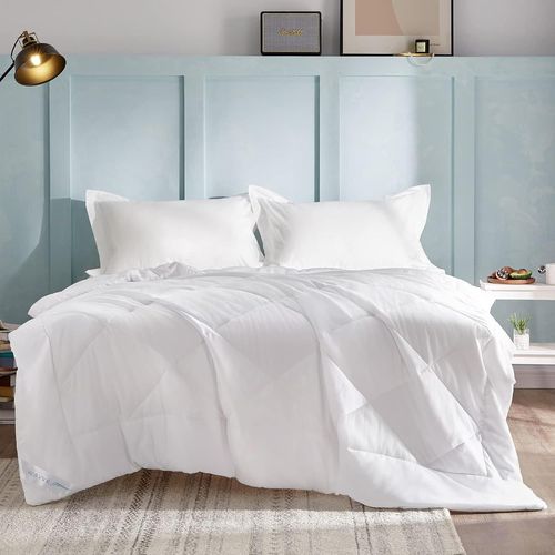 Buen-Couette Été 150gsm En Microfibre, Édredon Lit 2 Personnes 240x260 Cm, Edredon Toutes Les Saisons Pour Lit 200x200, Grand Chaud Légère Garnissage 150g/M², 260x240 Blanc