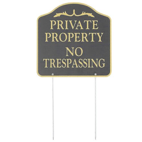 Panneau d'interdiction d'accès à une propriété privée avec piquet, panneau d'avertissement extérieur résistant aux intempéries, panneau de sécurité en métal pour jardin, maison, pâturage, empêche les indésirables