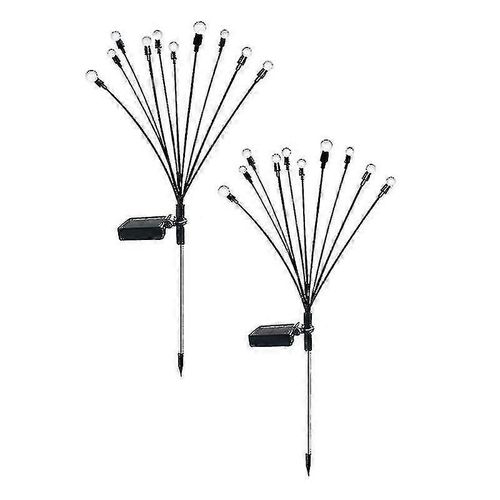 Lot De 2 Lampes Solaires À 10 Têtes En Forme De Lucioles, Lampes De Jardin Oscillantes À 10 Led, Étanches Et D'extérieur