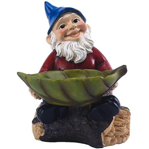 Statue De Jardin En Résine Peinte À La Main Représentant Un Nain De Jardin, Mangeoire À Oiseaux, Décoration D'arbre