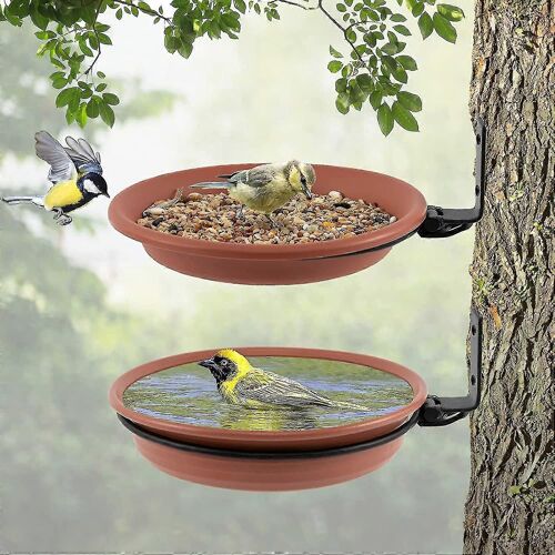 2 Pack Mural Hanging Bird Feeder, Bird Bath Bowl & Bird Feeder Pour Attirer Les Oiseaux Sauvages Garden Dcor
