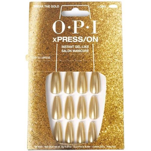 Xpress-On - Break The Gold - Faux Ongles Réutilisables, Effet Gel - Opi Multicolore