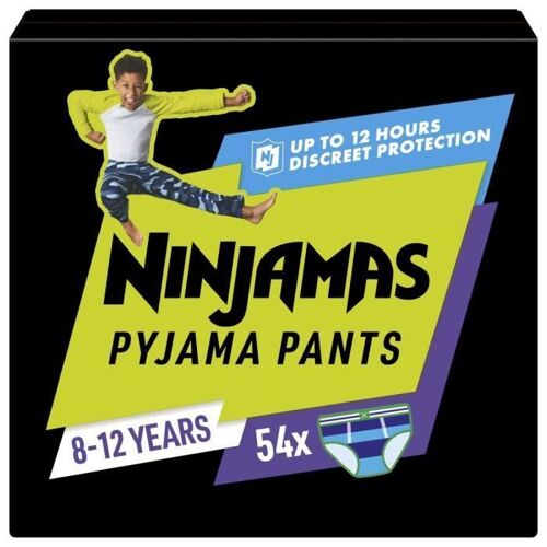 Couche Jetables-Couches D'apprentissage Ninjamas Garçon, 54 Sous-Vêtement De Nuit, 8-12 Ans, Paquet 1 Mois
