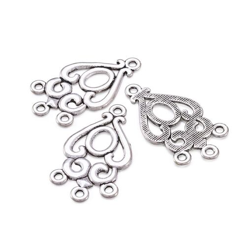 Connecteur De Boucle D'oreille, 20 Pièces, Breloques De Chandelier, Composants De Lien Pour La Fabrication De Bijoux, Couleur Argent Antique 9109-May14a32613