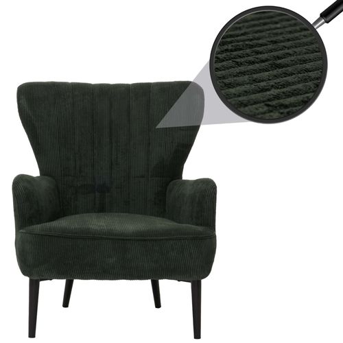 Lounge-Sessel Hwc-K37, Cocktail-/Ohrensessel Polsterstuhl Retro Vintage Stoff Velours (290g/M²) Öko-Tex   Vert Foncé