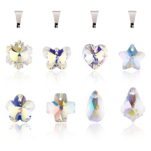 Pendentifs En Verre En Acier Inoxydable Pièces/Ensemble, Breloques À Encliqueter, Couleur Ab Pour La Fabrication De Bijoux, Bricolage, 40 304 9109-May14a32411
