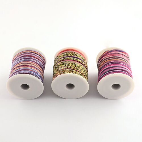 Rouleau De Cordon Ethnique Coloré, Couleur Aléatoire, 6 À 7Mm D'Épaisseur, Pour La Fabrication De Bijoux, Bricolage, 8 M/Rouleau, 1 Pièce 9109-May14A31084