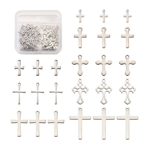 Breloques Et Pendentifs En Acier Inoxydable 304, Pendentif En Forme De Croix, Pour La Fabrication De Bijoux, Collier, Diy, Accessoires Artisanaux 9109-May14a32353