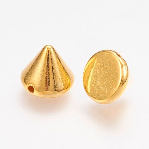 Perles Pour Fabrication De Bijoux En Acrylique Style Ccb, 50 Pièces, 10x8mm, Cône Doré, Trou 1mm 9109-May14a32492