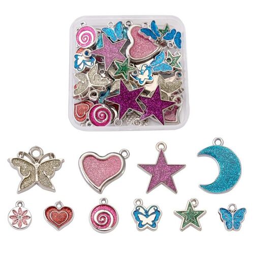 Pendentifs En Plastique Ccb, Breloques Avec Poudre Scintillante, Pour La Fabrication De Bijoux, Accessoires De Collier, Diy, 40 Pièces/Boîte 9109-May14a32325