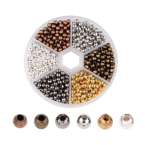 Perles Rondes En Fer De 4mm, De Couleurs Mélangées, De Perles En Métal Pour La Fabrication De Bijoux, Bricolage, Trou: 1.5mm, 948, Pièces/Boîte 9109-May14a32011