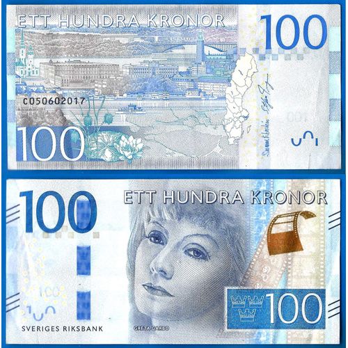 Suede 100 Couronnes 2016 Billet Greta Garbo Kronor Sveriges Sweden