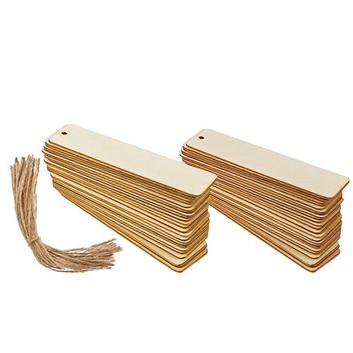 Marque Pages En Bois Vierge, Bricolage Artisanat En Bois, Étiquettes Suspendues En Bois Inachevé, Ornements Avec Trous Et Cordes (36 Pièces) 9109-May14A26413