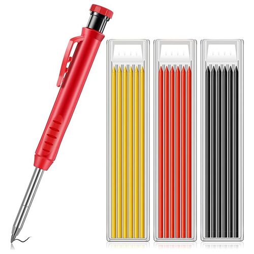 Ensemble De 19 Crayons De Menuisier, 1 Marqueur De Menuisier De Construction Et 18 Recharges, Pour Marquage De Plancher En Bois 9109-May14A25282