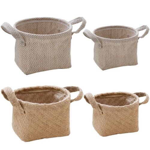 Panier De Rangement En Chanvre, Pot De Fleurs, Double Poignée, Sac À Linge En Tissu, Seau Porte Jouets 9109-May14A28106