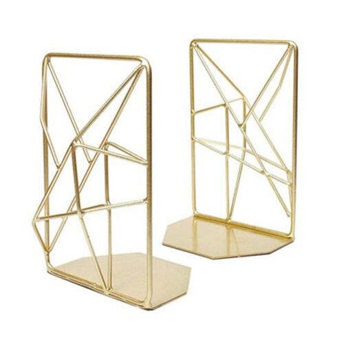 Serre-Livres Décoratifs En Métal Liquide Doré, Serre-Livres Décoratifs Stéréoscopiques Pour Étagères, Porte-Livres Pour Étagères 9109-May14A26682