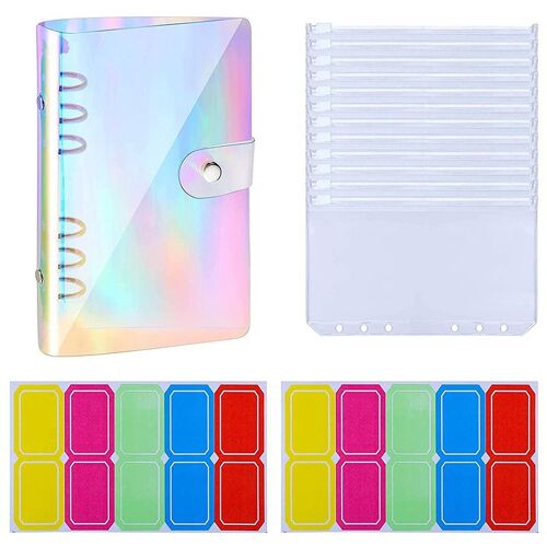 Housse Pour Carnet De Notes A6 Arc En Ciel En Pvc Souple, Organisateur De Reliure De Budget Planificateur, Protecteur De 6 Anneaux Ronds Colorés 9109-May14A25850